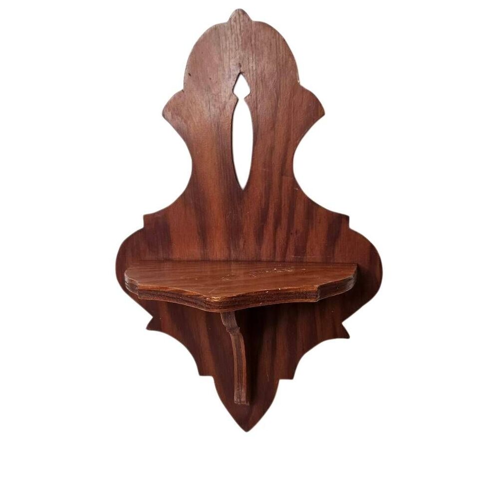 Decorative retro wooden wall shelf, french country style.